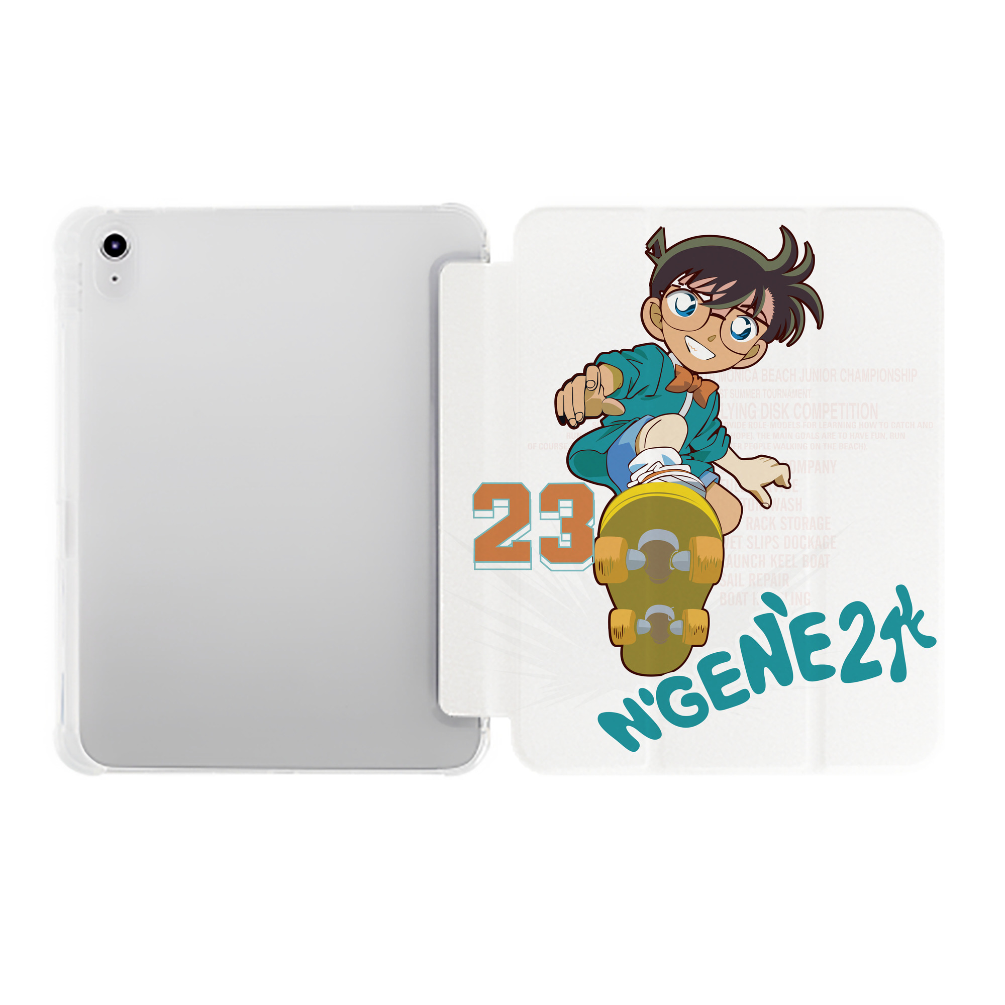 （画像用） 名探偵コナン 江戸川 コナン Detective Conan Conan Edogawa IPad ケース ペン収納付き 三つ折りスタンド PUレザー×シリコン 対応機種9.5/10.5/10.9インチ